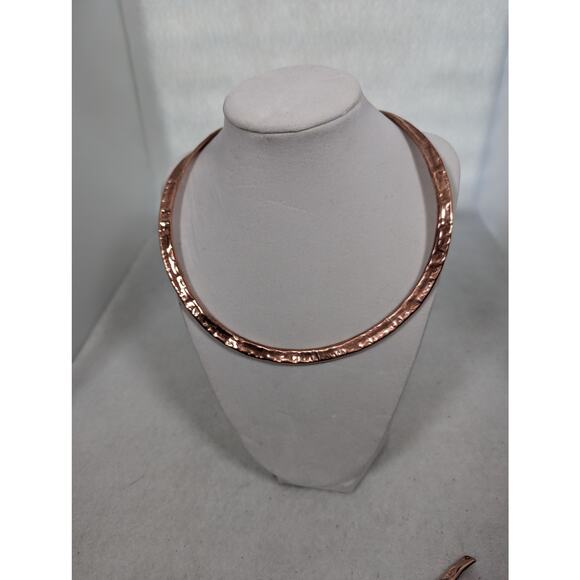 Handmade Copper Cuff Necklaces 3 S,M,L.hammered not oxidized - Picture 2 of 11